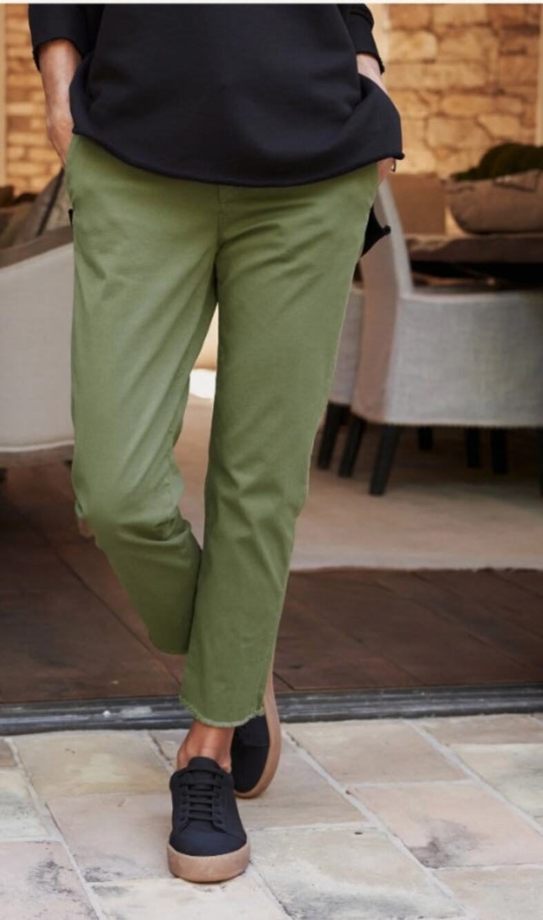 Frank & Eileen Wicklow Pants The Italian Chino Cropped Army Green Size 4